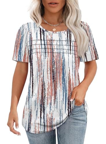 Plus Size Tops for Women Short Sleeve Blouses Dressy Casual Tie Dye Shirt Summer Beach Fashion 2025 Trendy Cute Boho Outfits Women's Clothings 2XL - Image 1