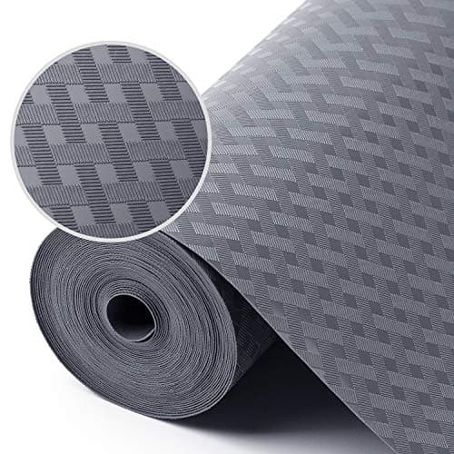 Shelf Liners for Kitchen Cabinets Refrigerator Liners Waterproof Kitchen Cupboard Liner Non-Slip Drawer Mats EVA Material Non Adhesive Fridge Liner for Shelves - Gray 17.5 x 236.2 Inches x 2 Rolls