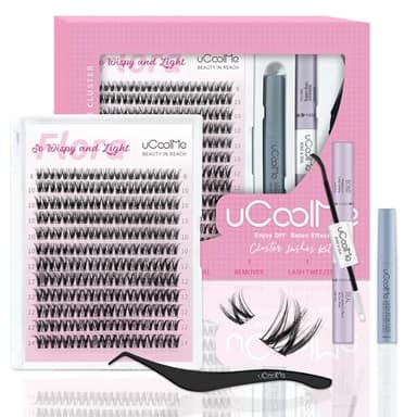 Flora Lash Clusters Kit 8-14mm Individual Lashes D Curl Spiky Cluster Lashes Kit Wispy Eyelash Clusters DIY Eyelash Extension kit with Lash Bond and Seal 0.05mm Ultra-Thin Black Lash Band DIY at Home - Image 1