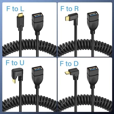 SinLoon USB Type C Coiled Cable 5Gbps Retractable 90 Degree USB3.0 Female to USB C Male Charging Cable and Data Transfer for Phone, Tablet, Other USB C Devices (F/L) - Image 6