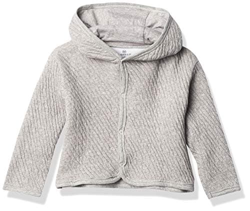 HonestBaby Unisex Baby Organic Cotton Matelasse Snap-front Hooded Jacket Cardigan Sweater, Gray Heather, 18 Months US - Image 1