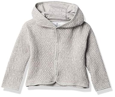HonestBaby Unisex Baby Organic Cotton Matelasse Snap-front Hooded Jacket Cardigan Sweater, Gray Heather, 18 Months US - Image 1