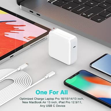 96W USB C Charger for MacBook Pro 16, 15, 14, 13 inch 2025 2024, 2023, 2022, 2021, M4 M3 M2 M1 MacBook Air, USBC Laptop Power Adapter, iPad, LED, 6.6ft 5A Cable Charging as Fast as Original Quality - Image 6