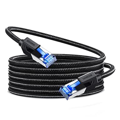 UGREEN Cat 8 Ethernet Cable 25FT, High Speed Braided 40Gbps 2000Mhz Network Cord Cat8 RJ45 Shielded Indoor Heavy Duty LAN Cables Compatible for Gaming PC PS5 PS4 PS3 Xbox Modem Router 25FT - Image 1