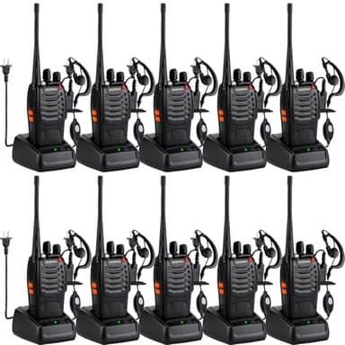 Baofeng Walkie Talkies 888S Rechargeable Long Range with Earpieces for Adults, 16 Channel Professional Radio Handheld Two Way Radios Li-ion Battery and Charger Included (10pack with 10earpiece) - Image 1