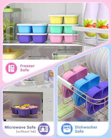 5 Pcs Bento Snack Containers, Reusable 4 Compartment Divided Food Storage Containers, Divided Lunchable Container for School, Work and Travel (5 Color) - Image 3