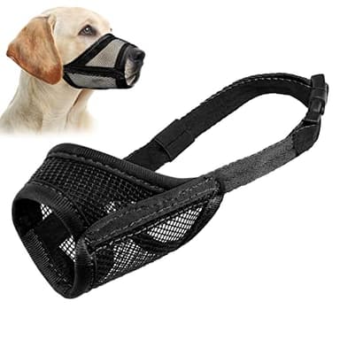 LUCKYPAW Dog Muzzle, Mesh Muzzle for Large Medium Dogs, Soft Mouth Cover to Prevent Biting Chewing, Drinkable Breathable Adjustable Puppy Mouth Guard (L, Black) - Image 1
