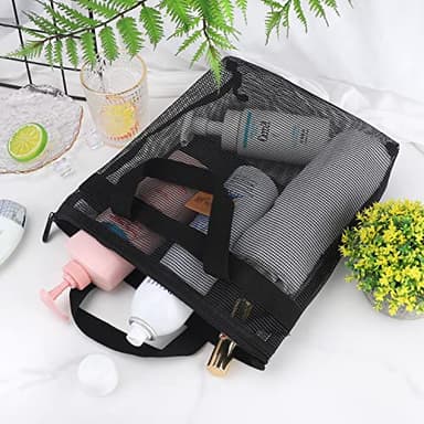 Ayieyill Shower Caddy Portable, Mesh Shower Caddy Tote Bag Quick Dry Hanging Toiletry and Bath Organizer for College Dorm, Gym, Beach, Travel or Camping with Zipper (Black) - Image 4