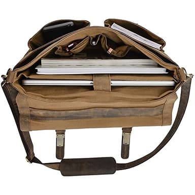 KomalC 16 Inch Leather briefcase Laptop Messenger Bags for Men and Women Best Office Satchel Bag - Image 4