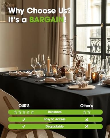 Pureegg Plastic Table Cloth Disposable 8 Pack, 54 x 108 Inch Table Cloths, Graduation Decorations Class of 2025, Graduation Party Tablecloths, Rectangle, Plastic Cover, Leakproof & Sturdy, Black - Image 6