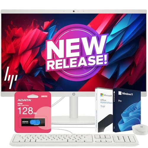 HP Business All-in-One Desktop| 22" Full HD Display| Intel Dual-core Processor| 16GB RAM| 512GB PCIe SSD| 128GB External Drive & Microsoft Office Trial| KB&Mouse| HDMI&USB-C| WiFi6| Windows 11 Pro - Image 1