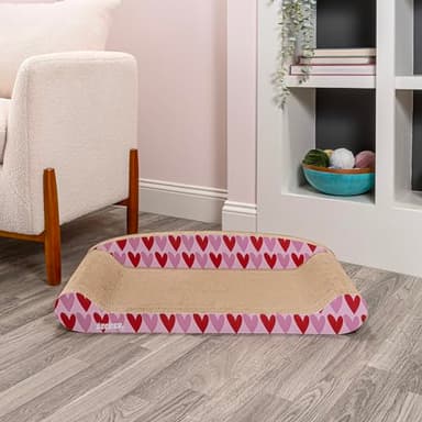 THE LICKER STORE CSR1004A Montego 27.5" Coastal Patterned Cardboard Lounge Bed Cat Scratcher with Catnip, Pink/Red - Image 7