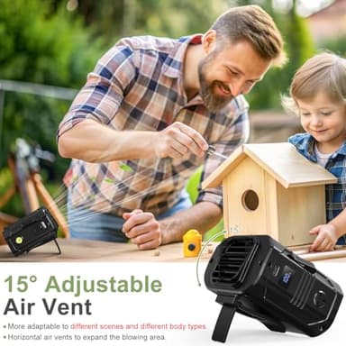 Portable Waist Fan Clip on Belt Fan 10000mAh Rechargeable Personal Fan with 15° Adjustable Air Vent, 5 Wind Speeds, SOS Flashlight, Independent Button Hands-free Neck Fan For Gardening Travel Jobsite - Image 4
