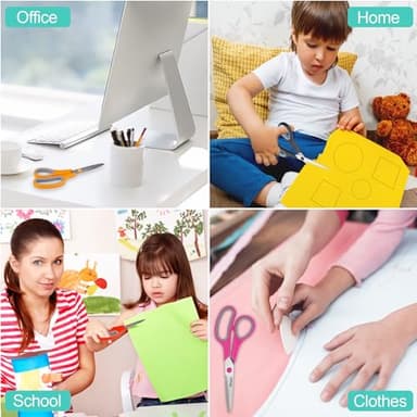 Scissors, Rkqoa 8" Adult Scissors All Purpose 6 Pack - Comfort-Grip Sharp Shears for Office School Sewing Fabric Craft Art Supplies, Teacher/Class Everyday Use, Right/Left Handles - Image 5