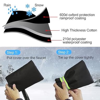 OYOUNGNI Outdoor Faucet Covers for Winter Freeze Protection, Waterproof Thickened Socks, Reusable Insulated Spigot Cover, 8.3" H x 5.9" W, 3 Pack Black - Image 4