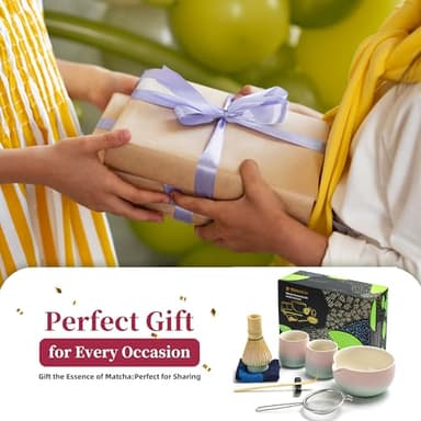 TEANAGOO Matcha Set Matcha Whisky Matcha Bowl with Versing Spout Scoop Matcha Whisk Holder Tea Making Kit. 1 Japanese Tea Set (7 Pieces) + 2 Cups (7.2 oz), S11, Gradient Pink, Color Box Packing - Image 7