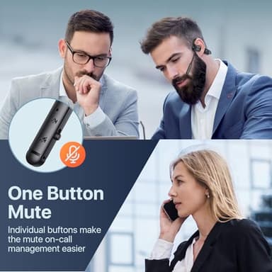 CPTEA Bluetooth Headset with Microphone, Open Ear Headphones, Dual Connect Bluetooth 5.4 Headphones with Noise Cancelling & Mute, Wireless Headset with Mic for Work, Mobile, Tablets, Laptops - Black - Image 8