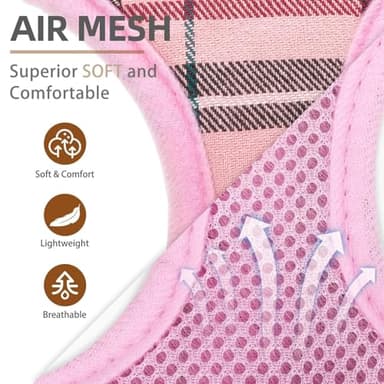 PUPTECK Soft Mesh Dog Harness and Leash Set Pet Puppy Cat Comfort Padded Vest No Pull Harnesses, Light Pink, S - Image 2