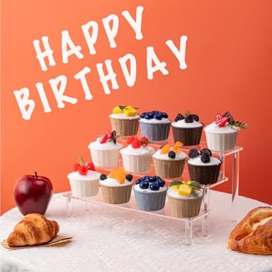 Acrylic Display Stand Risers, 3 Tier Perfume Stand Organizer, Clear Cupcake Stand Holder, Large Shelf Risers for Figures, Display Shelf for Collectibles, Dessert Shelves for Decoration and Organizer - Image 5