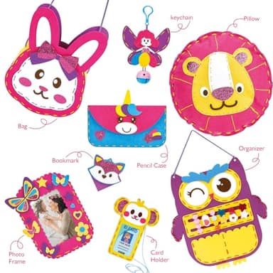 hahaland Sewing Kit for Kids Arts and Crafts Kids Sewing Kits, 8 Easy DIY Projects of Stuffed Animal Dolls Plush Pillow Craft Toys for Girls, Girl Birthday Gift Girls Gift - Image 9