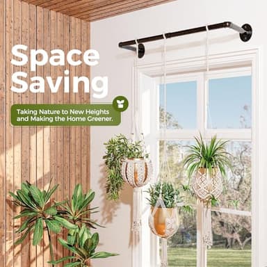 Bamworld Hanging Planters for Indoor Plants Plant Hanger Indoor Hanging Plant Rod 36.2in Window Plant Shelves Metal Rod Pot/Chain/Plant Not Included - Image 3