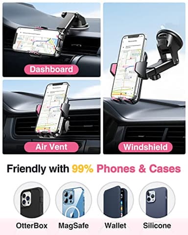 VANMASS 2025【Strongest Suction & Military-Grade】 Car Phone Mount 【Patent & Safety】Ultimate Cell Phone Holder Handsfree Stand for Dash Windshield Vent for iPhone 16 15 Pro Max 14 Android & Truck, Pink - Image 4