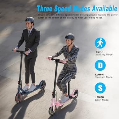 Electric Scooter for Adults with Seat, 350W Folding Lightweight Commuter E Scooter, 8.5" Solid Tires, 16 MPH, 21 Mile Range, Dual Brake, Cruise Control, APP Control for Teens, Phone Holder - Image 8