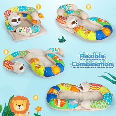 URMYWO Tummy Time Mat - 4 in 1 Cozy Tummy Time & Seated Support Pillow, Tummy Time Pillow for Newborn 0-12 Months, Infant Baby Sit Me Up Floor Seat Early Sensory Development Gifts Tummy Time Play Toys - Image 4