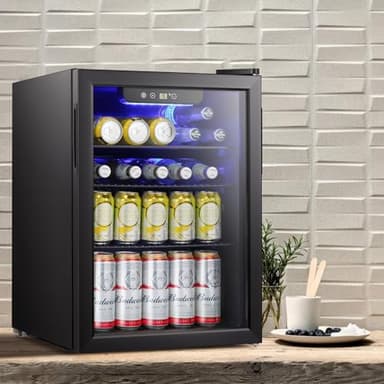 Antarctic Star Beverage Refrigerator Cooler-85 Can Mini Fridge Glass Door for Soda Beer Wine Stainless Steel Glass Door Small Drink Dispenser Digital Display for Home, Office Bar,2.4cu.ft - Image 5