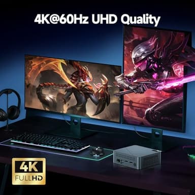 wo-we H5 Mini PC Intel Twin Lake N150 16GB RAM 512GB M.2 PCLe SSD 4C/4T 4K Triple Display Dual HDMI&Type-C,USB3.2 x4 Mini Desktop Computer for Home Office Business Gaming - Image 5