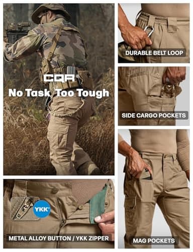 CQR Men's Tactical Pants, Water Resistant Ripstop Cargo Pants, Lightweight EDC Work Hiking Pants, Outdoor Apparel, Raider Cougar, 34W x 32L - Image 6