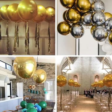 PartyWoo Metallic Gold Foil Balloons 20pcs Different Sizes Pack of 22 15 10 Inch Large Round Foil Orbz 4D Inflatable Mirror Ball Mylar Balloons for Graduation Birthday Baby Shower Party Decorations - Image 6