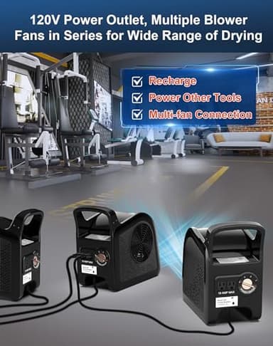 LZLXXLZL Air Mover Blower Fan - High Velocity Utility Fan for Drying, Cooling, Ventilating and Exhausting, Pivoting Floor Fans with 3 Speeds for Home Use and Job Site, 2 Outlets, 355CFM, Black - Image 6