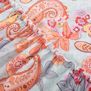 Women's Summer Dress Sleeveless Smocked Floral Boho Tiered Ruffle Flowy Long Maxi Dresses with Pockets Blue Paisley Floral XXL - Image 5