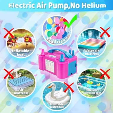 Anordsem Balloon Air Pump Electric: Balloon Inflator Portable for All Balloons at Home - Rose Red Blower Machine Dual Nozzle for Party Balloon Arch Kit Stand Birthday DIY Decoration - Image 4