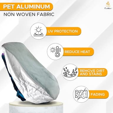 EcoNour Baby Car Seat Sun Shade Cover | Infant Carseat Heat Protector Keeps Toddler Seat at a Cool Temperature | Reflective car seat Sunshade Blocks Out Heat | Baby Travel Accessories - Image 3