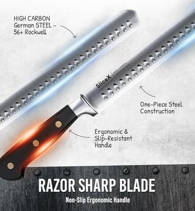 Brisket Slicing Knife – 12" Brisket Knife, BBQ, Grilling Gifts For Men – Razor Sharp German Steel, Full Tang, Ergonomic Handle - Image 5