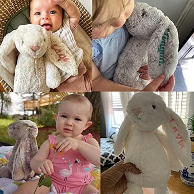 Embroidered Plush Bunny With Child'S Name HandMade Custom Plush Toy Child'S First Easter Gift - Image 3