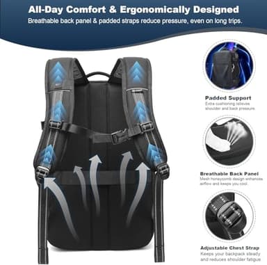 Vacuum Backpack Travel – 60L Expandable Vacpack Backpack with Vacuum Pump/TSA Lock/Laptop Compartment (Fits 17"), Water-Resistant Compression Bag for Flight & Business (Grey) - Image 9