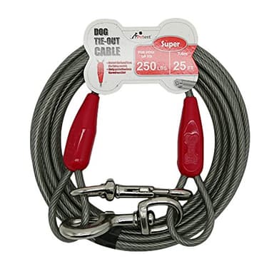 Petest 25ft Tie-Out Cable with Crimp Cover for Super Dogs Up to 250 Pounds - Image 1