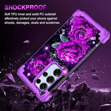 Miqala for Galaxy S25 Ultra 5G Case,Glow in The Dark Three Layer Heavy Duty Shockproof Full Protection Hard Plastic Bumper+Soft Silicone Protective Case for Samsung Galaxy S25 Ultra 6.9 inch,Deep - Image 5