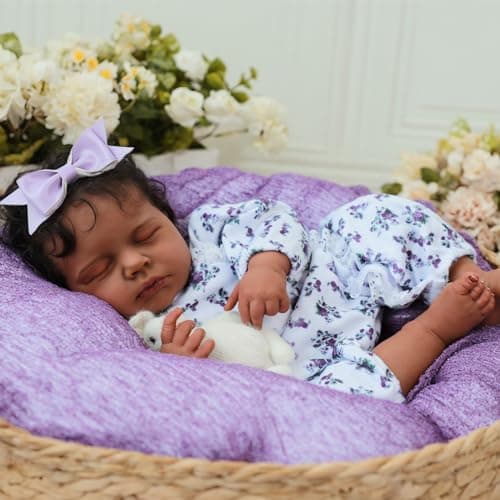 SCOM Reborn Baby Dolls Black Girl - 20 Inch Realistic Newborn Baby Dolls Newborn Baby Dolls African American Real Life Baby Dolls Gift for Kids Age 3 - Image 1