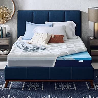 Sleep Innovations Cooling Comfort Gel Memory Foam Dual Layer Mattress Topper, 4 Inch, King Size, Pillow Top Cover - Image 1