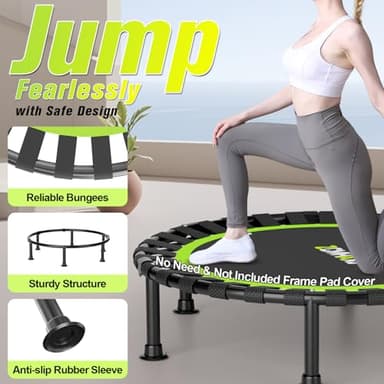 ZCMHAXJ Foldable Mini Trampoline, 40"/48" Rebounder Trampoline for Adults & Kids, 440lbs Capacity Indoor Fitness Workout Exercise Equipment - Image 3