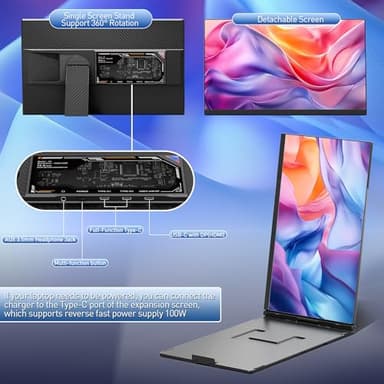 domyfan 15.6" Laptop Screen Extender, 120% sRGB FHD 1080P IPS Laptop Monitor Extender Dual Screen, Portable Monitor for Laptops 13-17" with HDMI/USB-A/Type-C Plug-Play for Windows, Mac, Android - Image 4