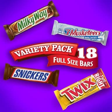 SNICKERS, TWIX, 3 MUSKETEERS, MILKY WAY Full Size Halloween Chocolate Candy Variety Pack, 18 ct Bulk Candy Box - Image 5