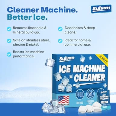 Sylvan Ice Machine Cleaner and Descaler Tablets | 30 Tabs | Made in USA | Nickel Safe Ice Maker Cleaner and Descaler | Universal Compatibility for Commercial & Residential Ice Makers - Image 2