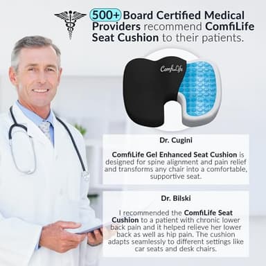 ComfiLife Premium Gel & Memory Foam Seat Cushion – Doctor Recommended Office Chair Cushion, Car Seat Cushion – Chair Cushions for Back & Sciatica Pain Relief – Seat Cushions for Office & Desk (Black) - Image 3