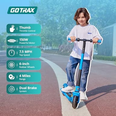 Gotrax GKS Electric Scooter, Kick-Start Boost and Gravity Sensor Kids Electric Scooter, 6" Wheels UL Certificated E Scooter for Kids Age of 6-12 (Blue) - Image 2