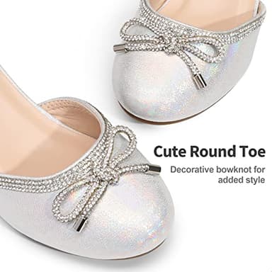 DREAM PAIRS Girls Dress Shoes Closed Toe Low Heels Ankle Strap Pumps for Toddler Little Big Kid Flower Party Wedding Princess,Size 5 Big Kid,Silver,SDFL2318K - Image 4